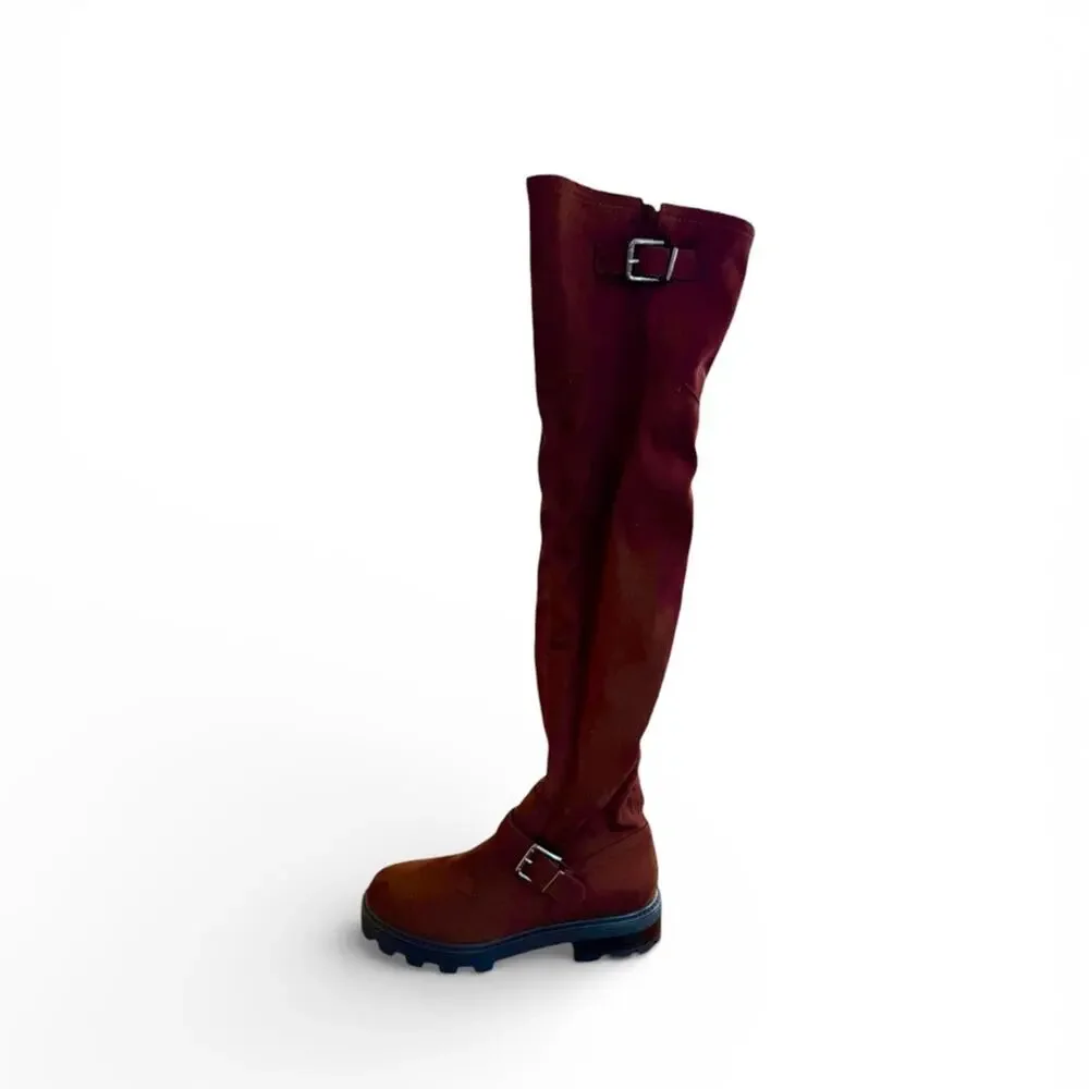 Marc Fisher Ganven Lug Sole OTK Brown Suede Boots – Sz 9M